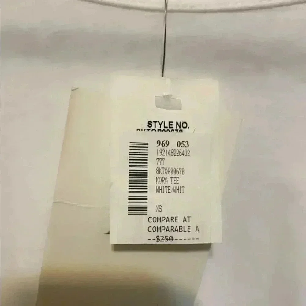 NWT A.L.C wells white cotton short puff crew neck sleeve tee shirt XS - Picture 4 of 5